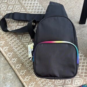 Red and Blue Backpack with Modern Design